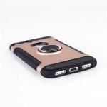 Wholesale iPhone 8 Plus / 7 Plus 360 Rotating Ring Stand Hybrid Case with Metal Plate (Gold)